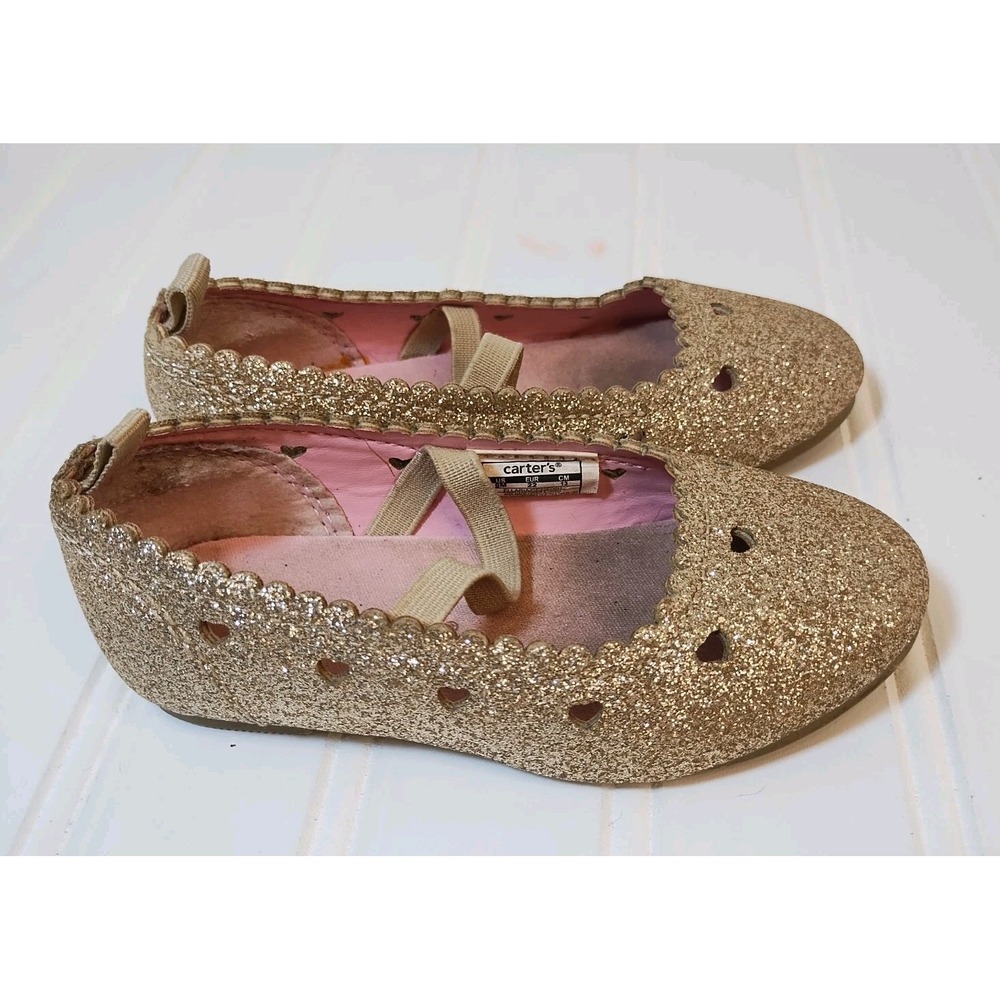 Carter's Glittery Ellaria Ballet Slippers Sandals Gold‎ Glitter Toddler Girls 6